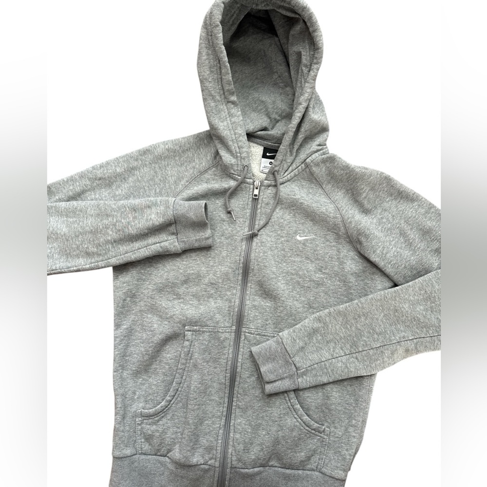 Nike Women’s Y2K‎ 2000’s Gray Zip Up Hooded Jacket Nike Swoosh Logo Full Zip